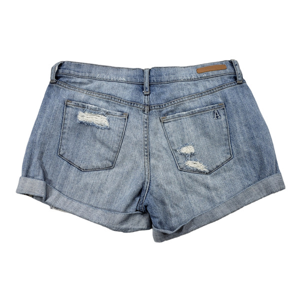 Articles of Society Jean Short 24 Women Light Blue Faded Distress Raw Rolled Hem - Picture 2 of 12